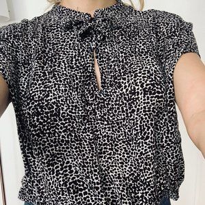 ZARA Animal Print blouse with bow